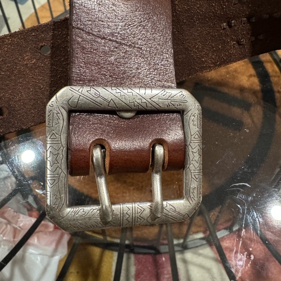 Double RL (RRL) Brown Leather Studded Belt - Picture 5 of 9